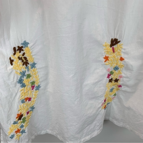 Glam Vintage Soul sz S White Embroidered Multicolour Long Line Women’s Tunic Top - Picture 4 of 9